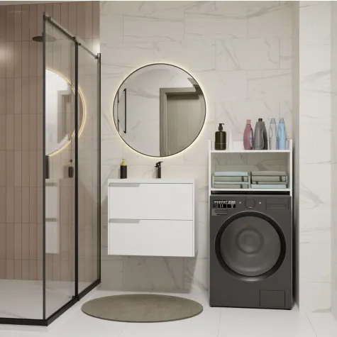 Szafka Łazienkowa NINA NP BIAŁA Na Pralkę Regał Słupek 2 Półki Do Łazienki-2