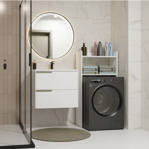 Szafka Łazienkowa NINA NP BIAŁA Na Pralkę Regał Słupek 2 Półki Do Łazienki-3