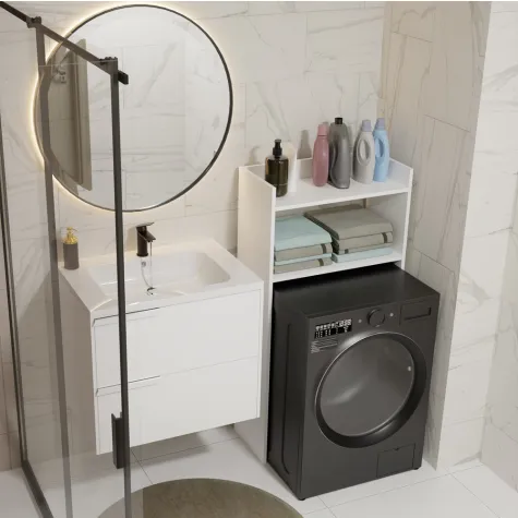 Szafka Łazienkowa NINA NP BIAŁA Na Pralkę Regał Słupek 2 Półki Do Łazienki-4