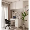 Biurko MIJAS Lewe Z Nadstawką Biel Mat 4 Szuflady 4 Półki Do Biura Pokoju-6