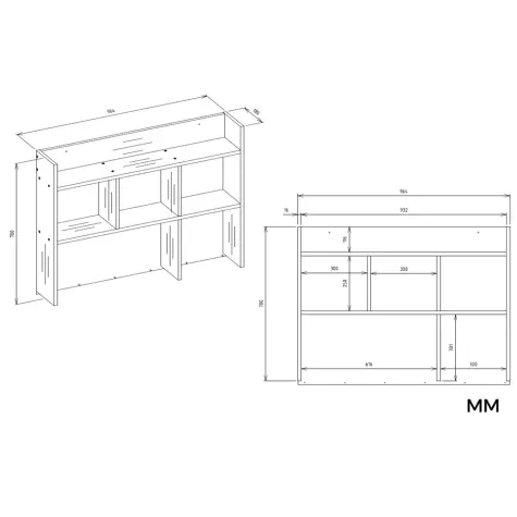Biurko MIJAS Prawe z Nadstawką Biel Mat 4 Szuflady 4 Półki Do Biura Pokoju-8