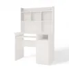 Biurko PORTO Prawe Z Nadstawką Biel Mat Szuflada Półki Do Biura Pokoju-9