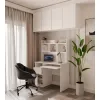 Biurko PORTO Lewe Z Nadstawką Biel Mat Szuflada Półki Do Biura Pokoju-5