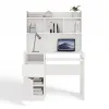Biurko PORTO Lewe Z Nadstawką Biel Mat Szuflada Półki Do Biura Pokoju-12