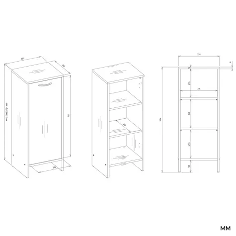 Szafka Łazienkowa NINA 1D BIAŁA 1 Drzwi Regał Słupek 3 Półki Do Łazienki-7