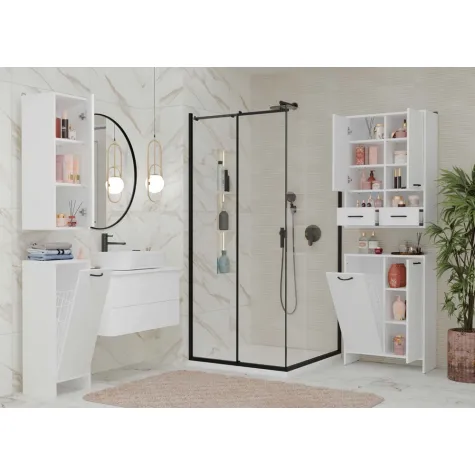 Szafka Łazienkowa NINA 1K BIAŁA 1 Kosz Na Pranie Regał Słupek Do Łazienki-4