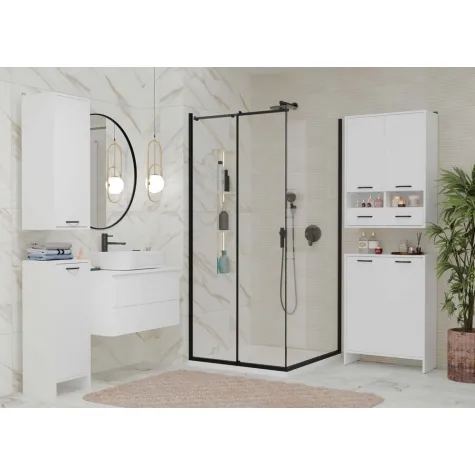 Szafka Łazienkowa NINA 1K BIAŁA 1 Kosz Na Pranie Regał Słupek Do Łazienki-6