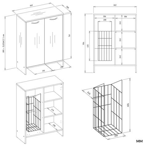 Szafka Łazienkowa NINA 1K1D BIAŁA Regał Słupek 1 Kosz Na Pranie 3 Półki Do Łazienki-7