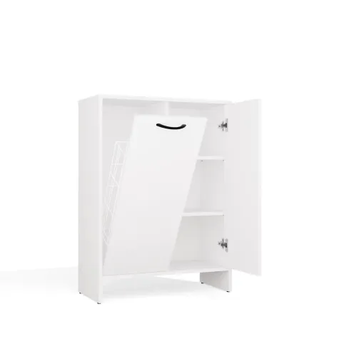 Szafka Łazienkowa NINA 1K1D BIAŁA Regał Słupek 1 Kosz Na Pranie 3 Półki Do Łazienki-9