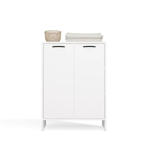 Szafka Łazienkowa NINA 1K1D BIAŁA Regał Słupek 1 Kosz Na Pranie 3 Półki Do Łazienki-12