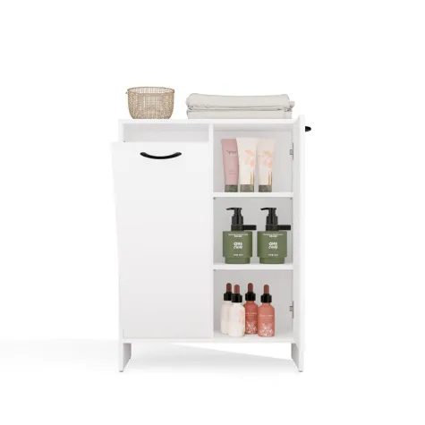 Szafka Łazienkowa NINA 1K1D BIAŁA Regał Słupek 1 Kosz Na Pranie 3 Półki Do Łazienki-13