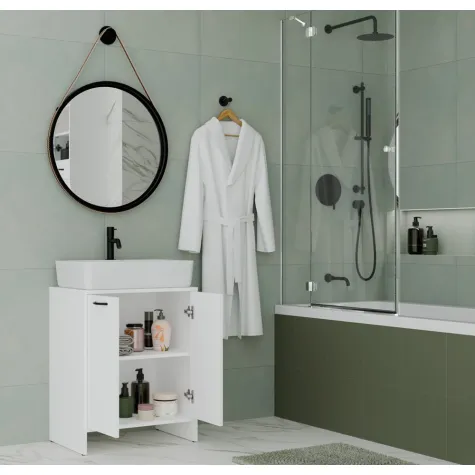 Szafka Łazienkowa NINA 2DUM BIAŁY 2 Drzwi Półki Regał Pod Umywalkę-6