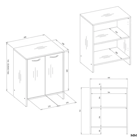 Szafka Łazienkowa NINA 2DUM BIAŁY 2 Drzwi Półki Regał Pod Umywalkę-8