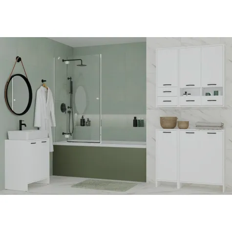 Szafka Łazienkowa Wisząca NINA W2D2P2S BIAŁY Regał 2 Drzwi 8 Półek 2 Szuflady-3