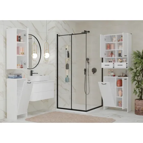 Szafka Łazienkowa Wisząca NINA W2D2P2S BIAŁY Regał 2 Drzwi 8 Półek 2 Szuflady-4