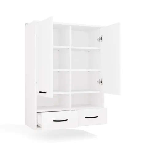 Szafka Łazienkowa Wisząca NINA W2D2P2S BIAŁY Regał 2 Drzwi 8 Półek 2 Szuflady-9