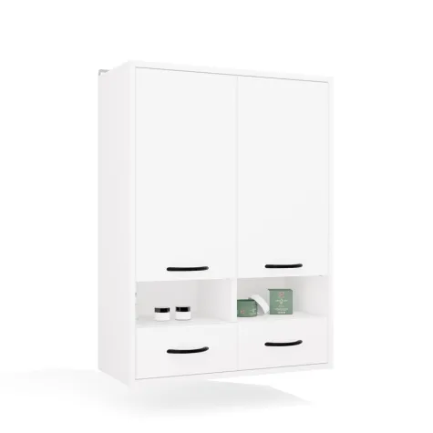 Szafka Łazienkowa Wisząca NINA W2D2P2S BIAŁY Regał 2 Drzwi 8 Półek 2 Szuflady-12
