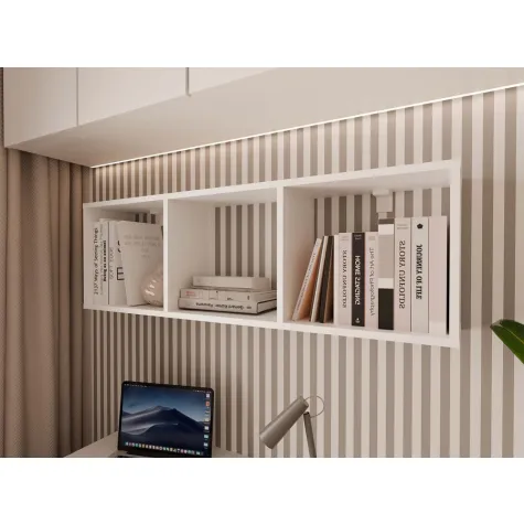 Regał Wiszący COBI 1X3 - Nowoczesna Półka Ścienna 3 Komory Biel Mat-4
