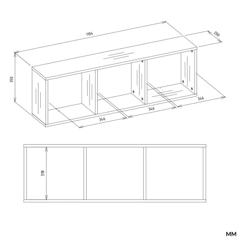 Regał Wiszący COBI 1X3 - Nowoczesna Półka Ścienna 3 Komory Biel Mat-7
