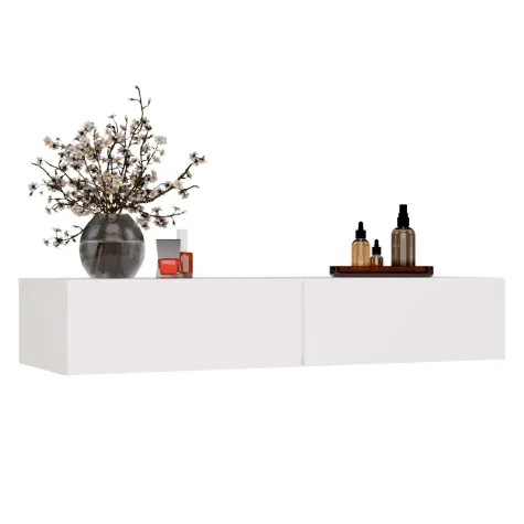 Toaletka Kosmetyczna Wisząca MIKA 110 cm 2 Szuflady Do Sypialni BIAŁA-1