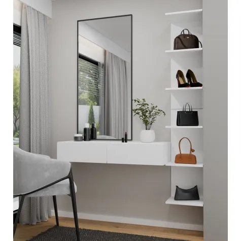 Toaletka Kosmetyczna Wisząca MIKA 110 cm 2 Szuflady Do Sypialni BIAŁA-2