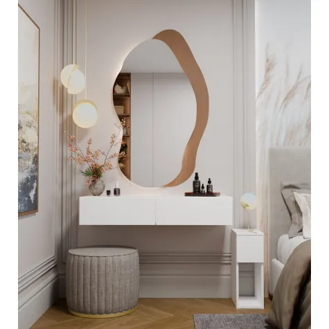 Toaletka Kosmetyczna Wisząca MIKA 110 cm 2 Szuflady Do Sypialni BIAŁA-4