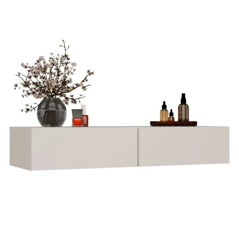 Toaletka Kosmetyczna Wisząca MIKA 110 Cm 2 Szuflady Do Sypialni KASZMIR Beż-1