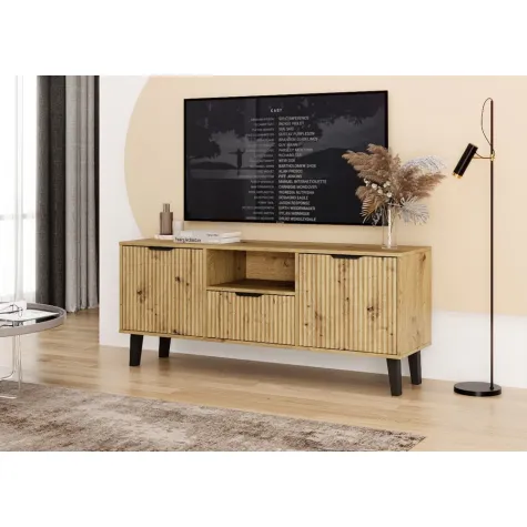 SZAFKA RTV Scandi 2D1S SLIM DĄB ARTISAN-2