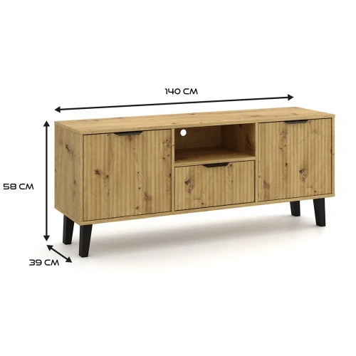 SZAFKA RTV Scandi 2D1S SLIM DĄB ARTISAN-3