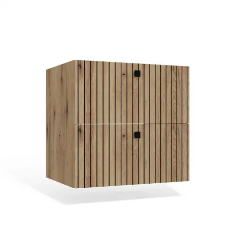 SZAFKA POD UMYWALKĘ TIGO 60 2S DĄB EVOKE 2 SZUFLADY RYFLOWANY FRONT WISZĄCA-1