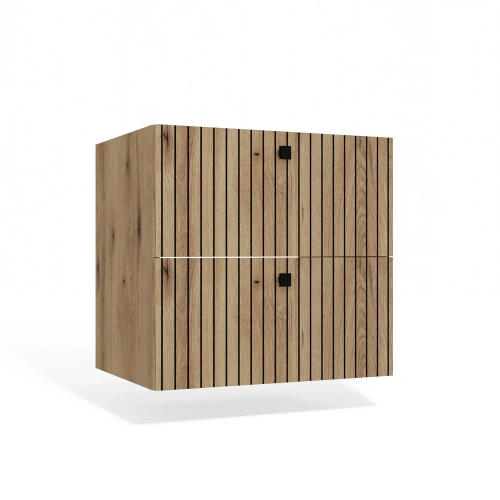 SZAFKA POD UMYWALKĘ TIGO 60 2S DĄB EVOKE 2 SZUFLADY RYFLOWANY FRONT WISZĄCA-1