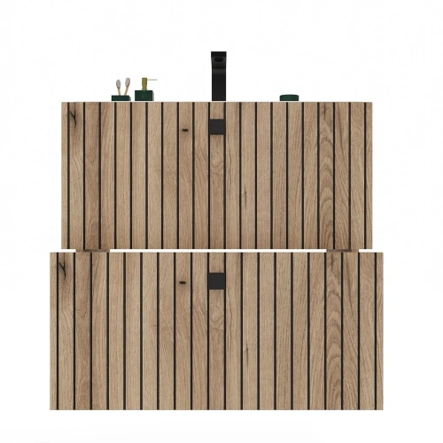 SZAFKA POD UMYWALKĘ TIGO 60 2S DĄB EVOKE 2 SZUFLADY RYFLOWANY FRONT WISZĄCA-14