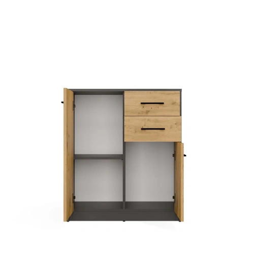 Komoda SIMPLO 2D2S Szafka 2 Szuflady 2 Drzwi Do Salonu ANTRACYT DĄB ARTISAN-8