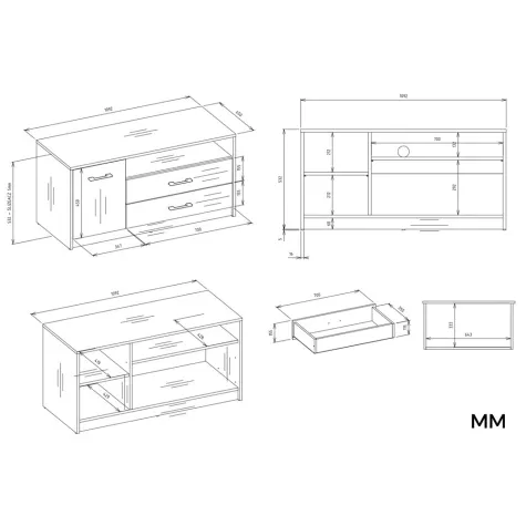 Szafka RTV SIMPLO 1D2S Stolik TV 2 Szuflady 1 Drzwi ANTRACYT DĄB ARTISAN-6
