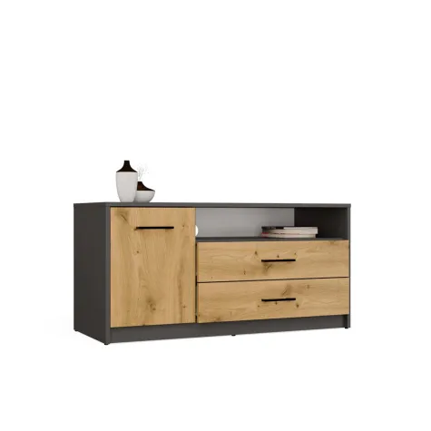 Szafka RTV SIMPLO 1D2S Stolik TV 2 Szuflady 1 Drzwi ANTRACYT DĄB ARTISAN-9