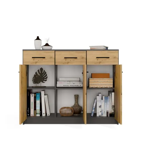 Komoda SIMPLO 3D3S Szafka 3 Szuflady 3 Drzwi ANTRACYT DĄB ARTISAN-7