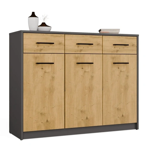 Komoda SIMPLO 3D3S Szafka 3 Szuflady 3 Drzwi ANTRACYT DĄB ARTISAN-1