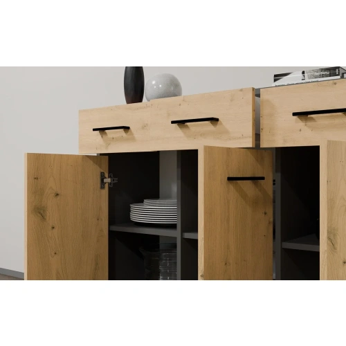 Komoda SIMPLO 3D3S Szafka 3 Szuflady 3 Drzwi ANTRACYT DĄB ARTISAN-4