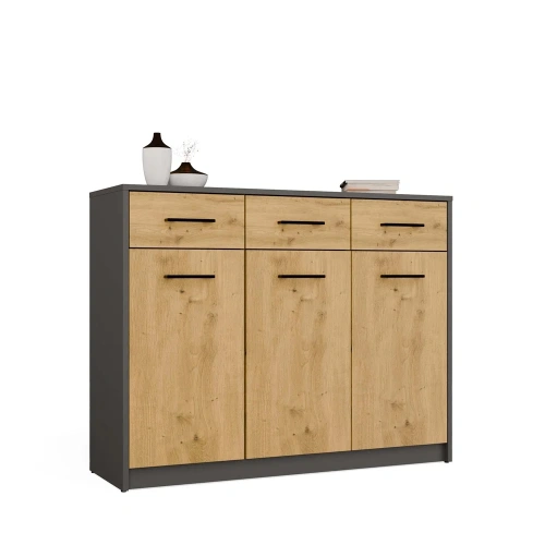 Komoda SIMPLO 3D3S Szafka 3 Szuflady 3 Drzwi ANTRACYT DĄB ARTISAN-8