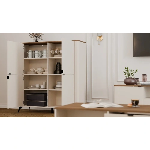Komoda CORDOBA 4D Kaszmir Beż Dąb Castello Szafka 4 Drzwi 8 Półek Salon-3