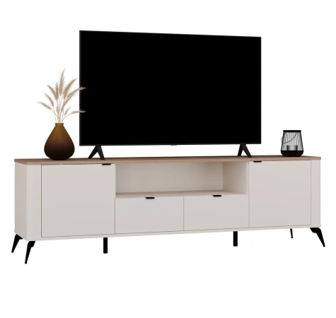 Szafka RTV CORDOBA 2S2S Kaszmir Beż Dąb Castello Szafka Pod TV 2 Szuflady-1