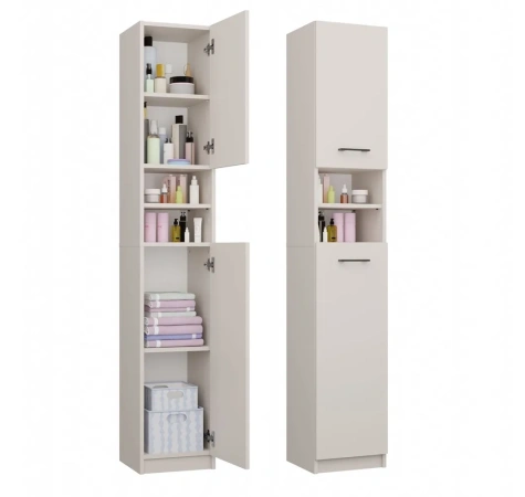 Szafka Łazienkowa Słupek 32 cm MARBELA 1.0 Regał Słupek 2 Drzwi KASZMIR BEŻ-1