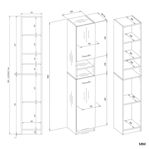 Szafka Łazienkowa Słupek 32 cm MARBELA 1.0 Regał Słupek 2 Drzwi KASZMIR BEŻ-7