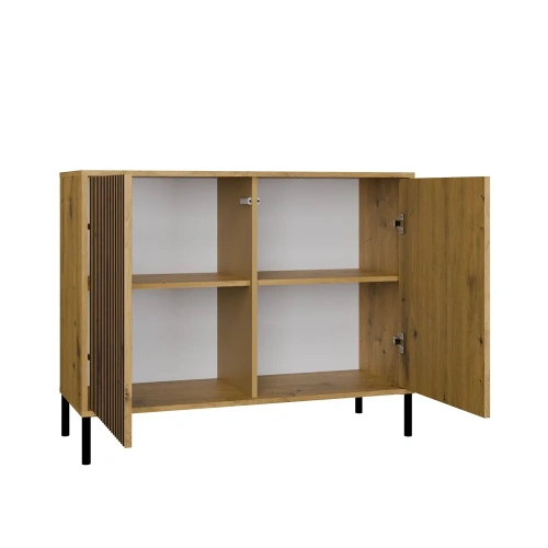 Komoda Front Ryflowany Szafka KAMARO 2D Slim / Gładki DĄB ARTISAN Lamele-7