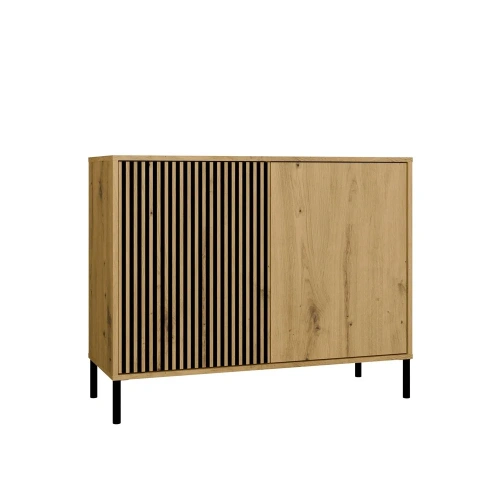 Komoda Front Ryflowany Szafka KAMARO 2D Slim / Gładki DĄB ARTISAN Lamele-8