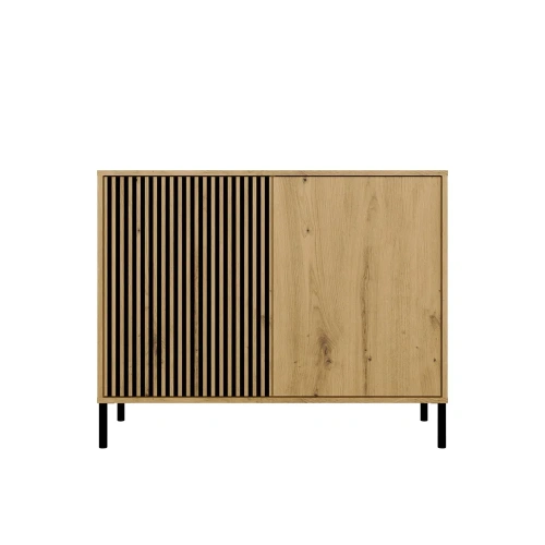Komoda Front Ryflowany Szafka KAMARO 2D Slim / Gładki DĄB ARTISAN Lamele-10