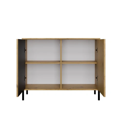 Komoda Front Ryflowany Szafka KAMARO 2D Slim / Gładki DĄB ARTISAN Lamele-11