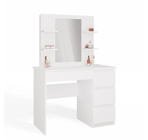 Toaletka MARINA 4P LUSTRO MIJAS PRAWE 4 Szuflady 4 Półki BIAŁA Do Sypialni-1