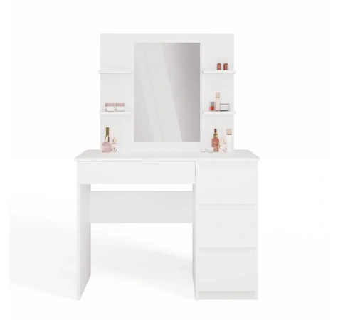 Toaletka MARINA 4P LUSTRO MIJAS PRAWE 4 Szuflady 4 Półki BIAŁA Do Sypialni-6