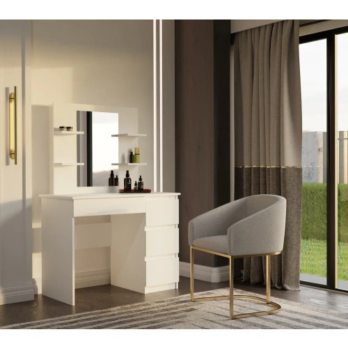 Toaletka MARINA 4P LUSTRO MIJAS PRAWE 4 Szuflady 4 Półki BIAŁA Do Sypialni-4